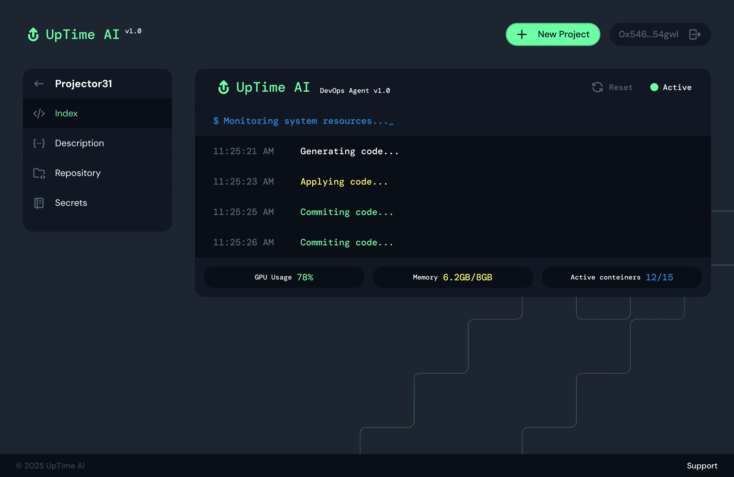 Uptime AI app printscreen